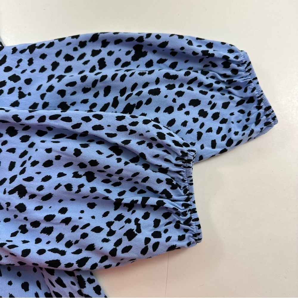 Bershka Blue Animal Print Shirt Dress Womens Medium 3/4 Sleeves - Picture 8 of 8